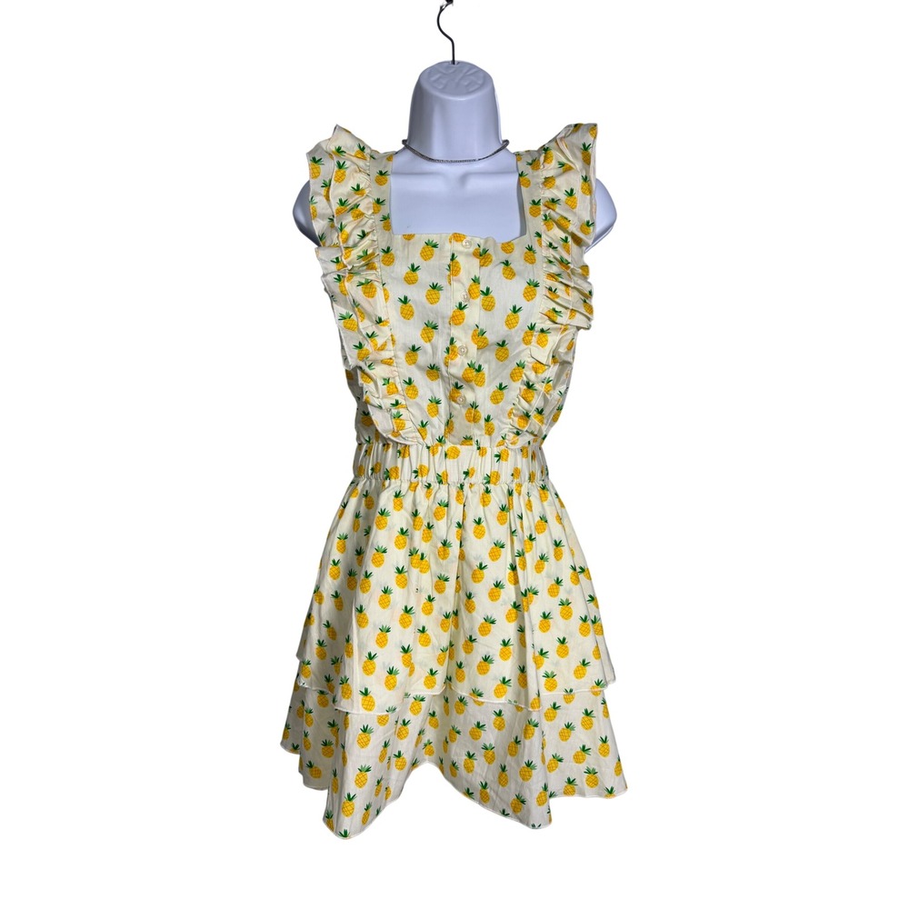 The Shirt by Rochelle Behrens Stella Pineapple Print Ruffle Mini Dress NWT XS